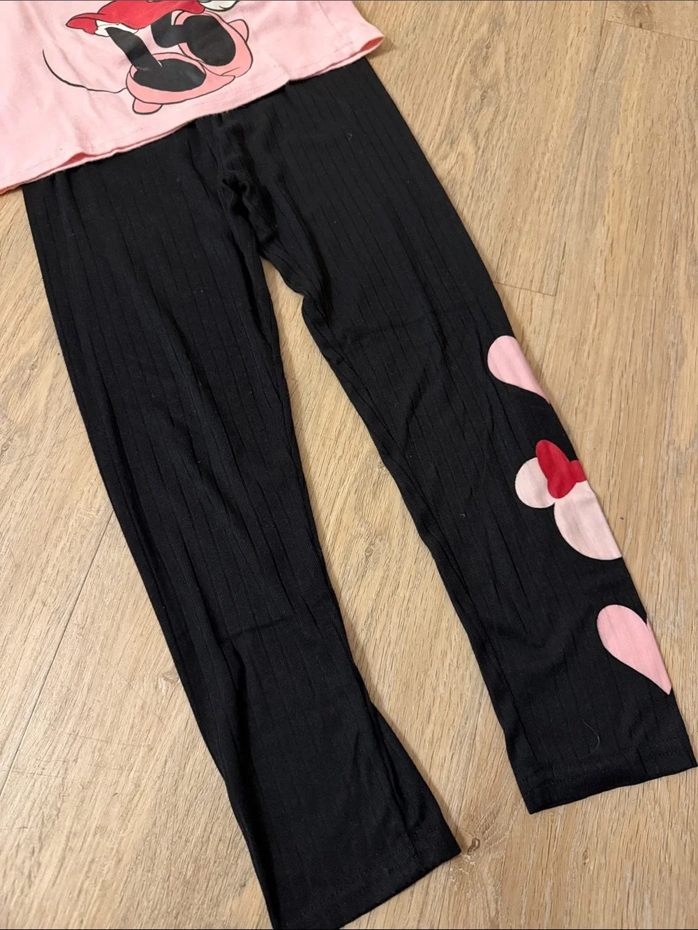 Disney Pink & Black Minnie Mouse Two-Piece Pajama Set